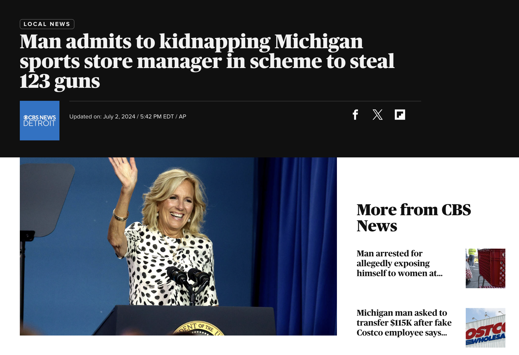 online advertising - Local News Man admits to kidnapping Michigan sports store manager in scheme to steal 123 guns Cbs News Updated on EdtAp Detroit f X More from Cbs News Man arrested for allegedly exposing himself to women at... Michigan man asked to tr